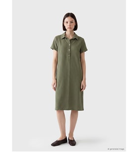 LCW Petite Haki Polo Yaka Müslin Elbise