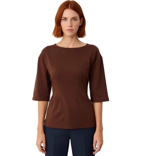 Kadın Fitted İnterlok Bluz Truvakar Kol ve Peplum Detaylı Günlük Şıklık Kaliteli Şık Rahat