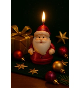 Yılbaşı Ortam Işığı Rustik Dekor Noel Baba Figürlü Mum El Yapımı Doğal Noel Baba Mum Hediye 9x6 CM (Çok Renkli)