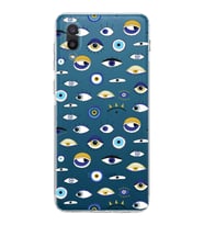 PrintiFy Samsung Galaxy A02 ile Uyumlu Nazar Boncuğu 2 Baskılı Kamera Korumalı Şeffaf Silikon Kılıf