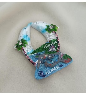 Magnet Yunus Balıklı Taşlı Palmiye Mıknatıslı Buzdolabı Süsü Nazar Göz Boncuklu Türkiye Kemer Yazılı