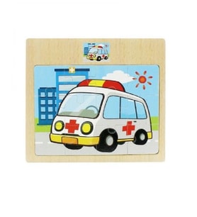 Hayal Sepeti AMBULANS resimli Ahşap Çocuk Puzzle 12 Parça 15x17cm