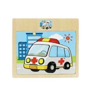 Hayal Sepeti AMBULANS resimli Ahşap Çocuk Puzzle 12 Parça 15x17cm