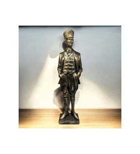 Dekoratif Polyester Atatürk Heykeli 46 Cm Gold Eskitme