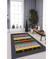 Sarı Otantik Kaymaz Tabanlı Makinede Yıkanabilir Halı RV269 - 100 x 160 cm