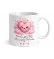 Aşırı Romantik Duygusal Ağlayan Kalp Pembe Bulutlar Kupa Bardak Hediye