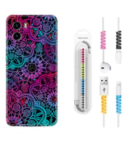 Vivo Y15S Y32 Y33S Y51 Y53S Kılıf Kablo Koruma Spiral Silikon Colurful Mandala 1667