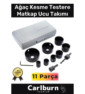 Premium 11 Parça Panç Seti Ağaç Kesme Alyan Anahtarlı Alçıpan Tavan Kesme Matkap Ucu Takımı