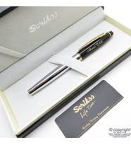 Scrikss Special İsme Özel Parlak Siyah Altın Gold Krom Roller Kalem