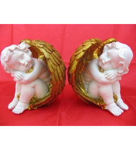 HEDİYELİK › KARIŞIK › Melek Figürler-QQC 2Lİ OTURAN MELEK>>8X6.5X8 CM.