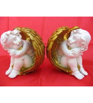HEDİYELİK › KARIŞIK › Melek Figürler-QQC 2Lİ OTURAN MELEK>>8X6.5X8 CM.
