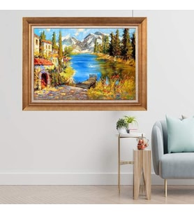 Altın Varaklı  Çerçeveli Paspartulu Tablo as475 (Gold)