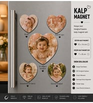 Kalp Fotoğraf Magneti Kız Bebeğe Kişiselleştirilebilir İlk Anılar ve Büyüme Hediye Seti