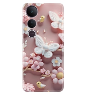 Vivo V50 Lite Kılıf Boutique Baskılı Resimli Pembe Kelebekler Pcode -088