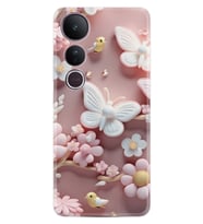 Vivo V50 Lite Kılıf Boutique Baskılı Resimli Pembe Kelebekler Pcode -088