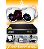 ELITCAM 3 Kameralı Uzay 2 İç Kamera Set 2 TB HDD Full HD Gece Görüşlü Güvenlik Kamerası Sistemi