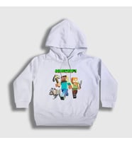 Presmono Unisex Çocuk Beyaz Miners Minecraft Kapüşonlu Sweatshirt 29504tt (Beyaz)