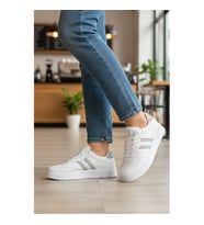 Walkway 163 Bağcıklı Beyaz Lacivert Unisex Spor Ayakkabı (Beyaz-Gri)
