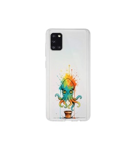 Samsung Galaxy A31 ile uyumlu Splash ahtapot tasarımlı şeffaf silikon kılıf