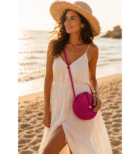 El Emeği Yazlık Jüt Hasır Çanta 20 cm – Yuvarlak Spiral Örgü Boho Crossbody Hediyelik