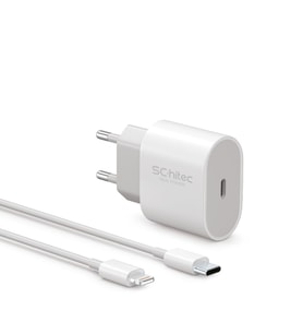 SChitec 25W Type-C Çıkışlı Hızlı Şarj Aleti Type-C to Lightning Kablolu Set Beyaz SC003