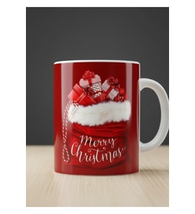 "Noel Şapka""Yılbaşı Temalı" Merry Cristhmas Yeni Yıl Tasarımlı Hediyelik Porselen Kupa Bardak