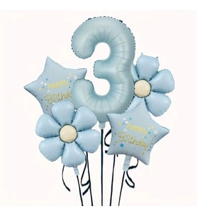 Mavi Happy Birthday 3 Yaş Folyo Balon Set