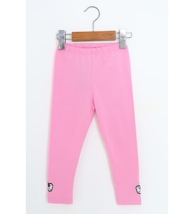 Toontoy Kız Çocuk Tayt İki Paçası Fiyonk Nakışlı (Pembe)
