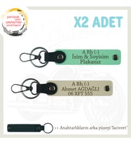 Çok Sevdiğine Özel İsim Plaka, A Rh - Kan Grubu Yazılı Kişisel x2 Anahtarlık Set, Yeşil-S Kahve-Laci