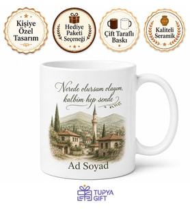 Köyüm ve Memleketim Yazılı Kişiye Özel Kupa Bardak Hediye