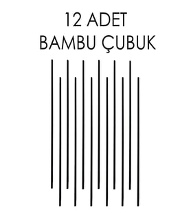 12 Adet Uzun Siyah Kaliteli Doğal Bambu Oda Kokusu Çubuğu 20 cm