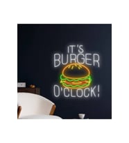 IT'S BURGER O'CLOCK! Yazılı ve Şekilli Neon Tabela