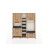 Arges Dolap 18 Raflı 8 Kapaklı Tek Askılı 220x30x243 Çam-Çam/Antrasit