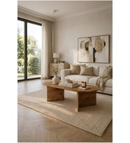 Modern Oval Orta Sehpa Minimal Ahşap Salon Sehpası