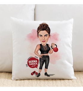 Kişiye Özel Bodyci Kadın Karikatürlü Yastık