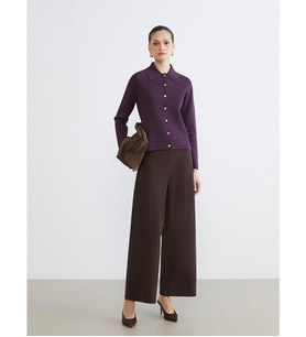 LCW Modest Kahverengi Beli Lastikli Geniş Paça Kadın Pantolon