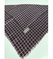 Desenli Flamalı Keten Eşarp- 06112 (Mürdüm)