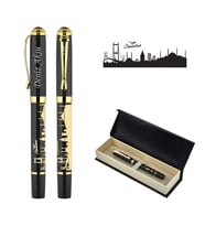 BK Gift Kişiye Özel Premium İstanbul Kabartmalı Baskılı Roller Kalem – Lazer Kazımalı İsim Yazılı, Mavi Mürekkepli