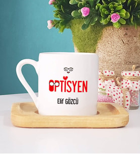 Optisyen Türk Kahvesi Fincanı Ahşap Altlıklı