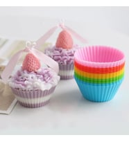 Renkli Silikon Yeniden Kullanılabilir Cupcake Muffin Kabı