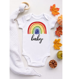 Unisex Bebek Beyaz Gökkuşağı Renkli Çıtçıtlı Body Zıbın
