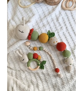 Amigurumi Yenidoğan Tırtıl Bebek Seti Bebek Hediyesi Hediye Kutulu Oyuncak