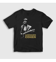 Presmono Unisex Çocuk Siyah Poster Müzik Leonard Cohen T-Shirt 486869tt