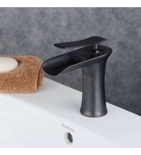 FKN Şelale Kısa Siyah Lavabo Bataryası