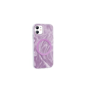 Apple iPhone 11 Uyumlu Kılıf M-safe Şarj Özellikli Fırça Boya Desenli Zore Palet Kapak (Pembe)