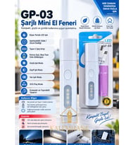 Kalemhane GP-03 Şarjlı Mini El Feneri Type-C Şarjlı Zoomlu LED ve COB Yan Işıklı