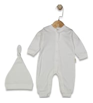 Unisex Ekru Fitilli Düğümlü Bereli Çıtçıtlı Tulum