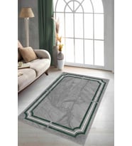 Yeşil Çerçeveli Kaymaz Taban Makinede Yıkanabilir Halı RV068 - 100 x 160 cm
