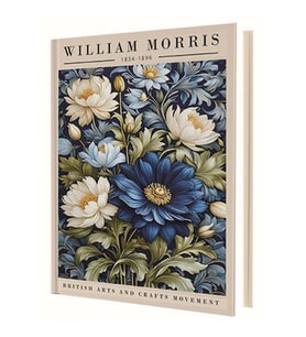 DEFFTER 14X20 BLUE FLOWER ( WILLIAM MORRIS ) SERT KAPAK ÇİZGİLİ DEFTER 96 YP