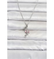 316L Çelik Zincir Gümüş Renk Flamingo Model Kadın Kolye TJ-BKO11107